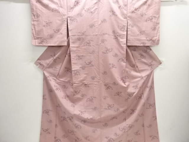 楓模様織出し手織り紬着物